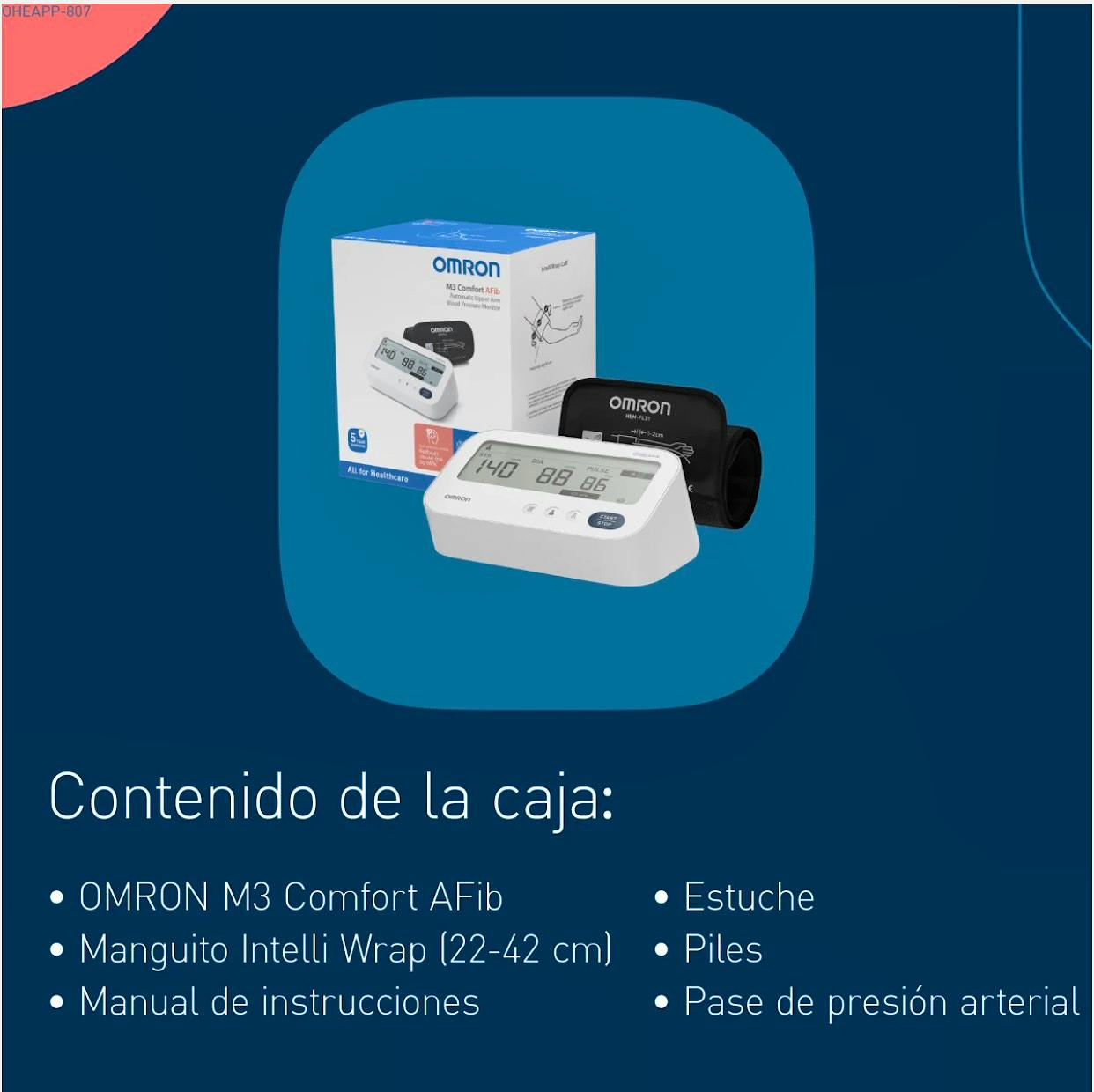 Tensiómetro de Brazo OMRON M3 Comfort  AFib con Manguito OMRON Intelli Wrap