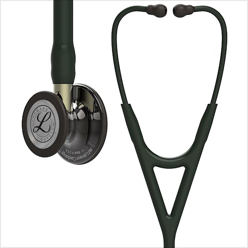 Littmann Cardiology IV Negro, Campana Ahumada, Vástago Color Champán
