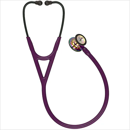 Littmann Cardiology IV Ciruela, Vástago Violeta, Auricular Color Negro, Campana Alto Brillo Arco Iris
