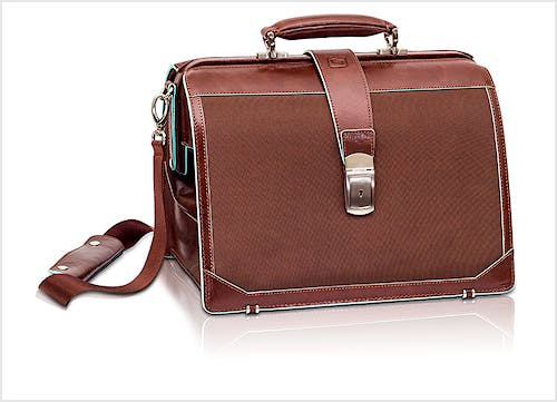 Maletín Médico de Piel y Poliamida Marrón Modelo Trend's EB12.006