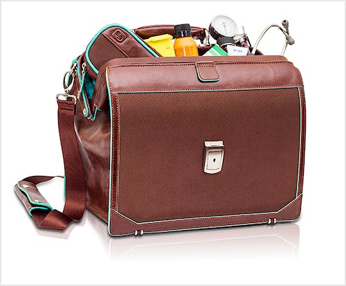 Maletín Médico de Piel y Poliamida Marrón Modelo Trend's EB12.006