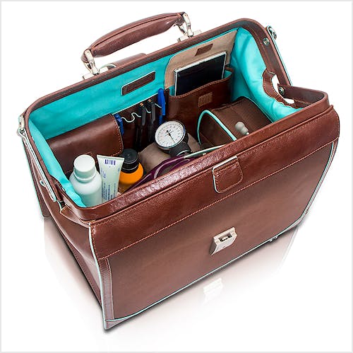 Maletín Médico de Piel y Poliamida Marrón Modelo Trend's EB12.006