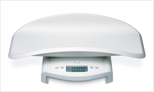 Pesabebés Electrónico Digital SECA Mod. 354, con Artesa Desmontable, Indicador LCD, Fuerza 20 kg.,
División 10 g., Alimentación a Pilas