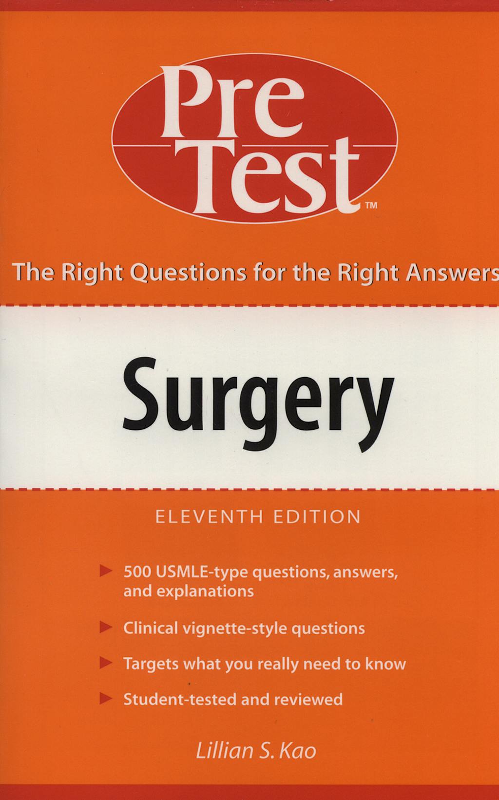 Portada del libro 9780071457705 Surgery. Pre Test