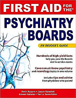 Portada del libro 9780071499866 First Aid for the Psychiatry Boards