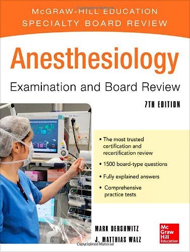 Portada del libro 9780071770767 Anesthesiology Examination and Board Review