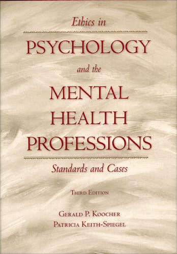 Portada del libro 9780195149111 Ethics in Psychology and the Mental Health Professions