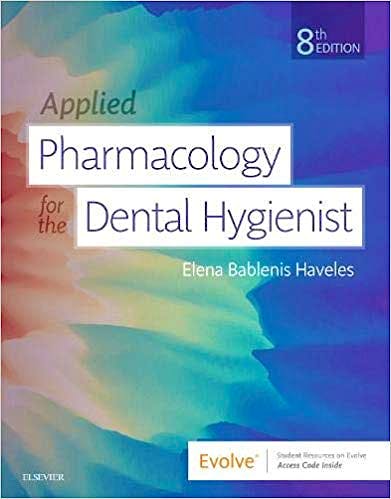 Portada del libro 9780323595391 Applied Pharmacology for the Dental Hygienist