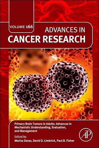 Portada del libro 9780443344794 Primary Brain Tumors in Adults. Advances in Mechanistic Understanding, Evaluation, and Management (Advances in Cancer Research Volume 166)