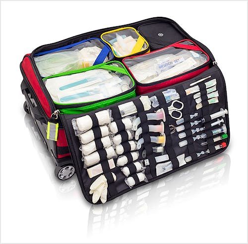 Maletín Trolley Vertical de Emergencias Modelo EMERAIR'S TROLLEY EB02.025, Color Rojo