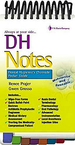 Portada del libro 9780803625419 Dh Notes. Dental Hygienist’s Chairside Pocket Guide