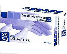 Guantes de Látex con Polvo Talla Pequeña (S), Caja 100 Unidades