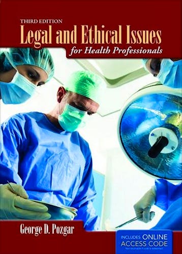 Portada del libro 9781449672119 Legal and Ethical Issues for Health Professionals + Online Access