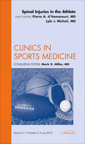 Portada del libro 9781455749478 Spinal Injuries in the Athlete (Clinics in Sports Medicine, Vol. 31-3)