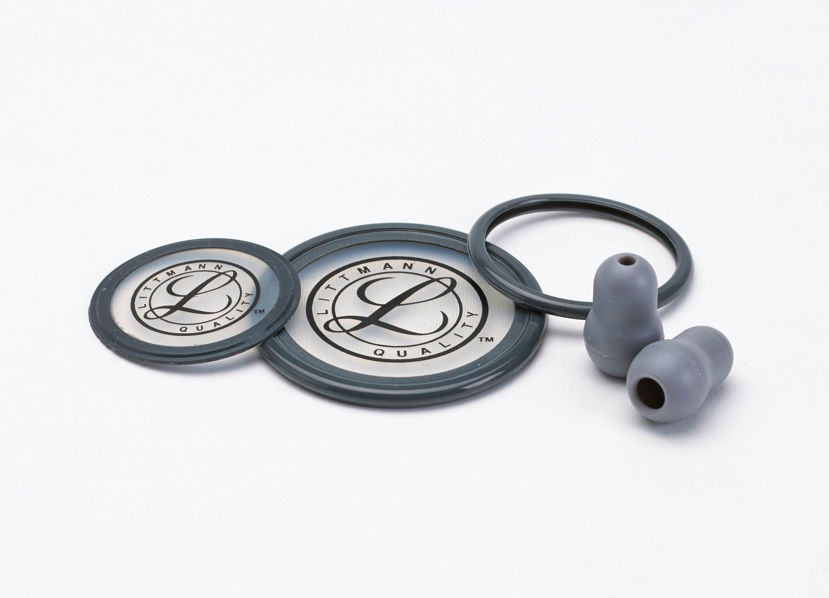 Littmann Kit Repuesto Cardiology III Gris (Olivas Blandas, Aro y Diafragma de Doble Membrana Lado Adulto y Pediatrico)