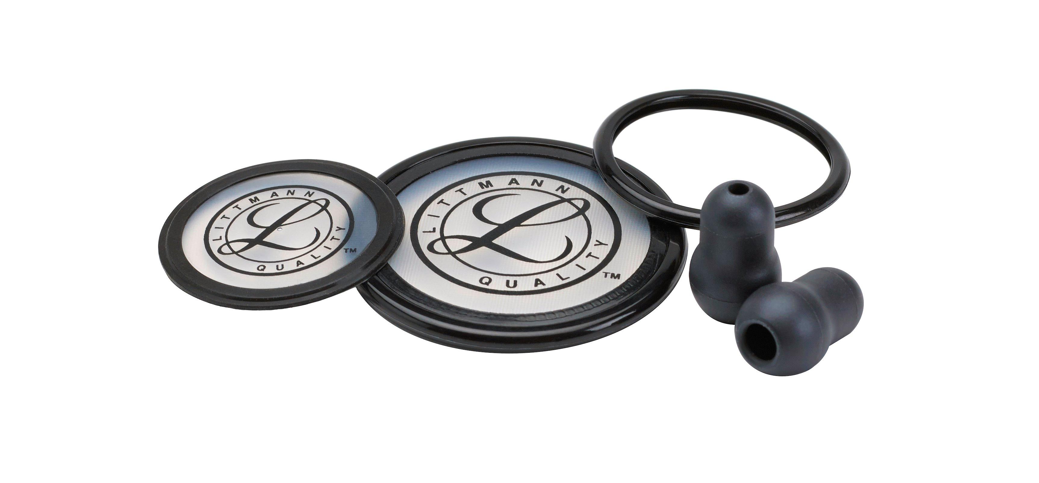 Littmann Kit Repuesto Cardiology III Negro (Olivas Blandas, Aro y Diafragma de Doble Membrana Lado Adulto y Pediatrico)