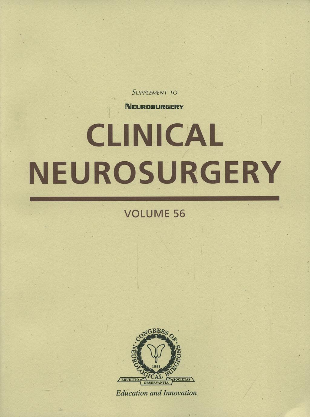 Portada del libro 9781608319077 Clinical Neurosurgery, Vol. 56