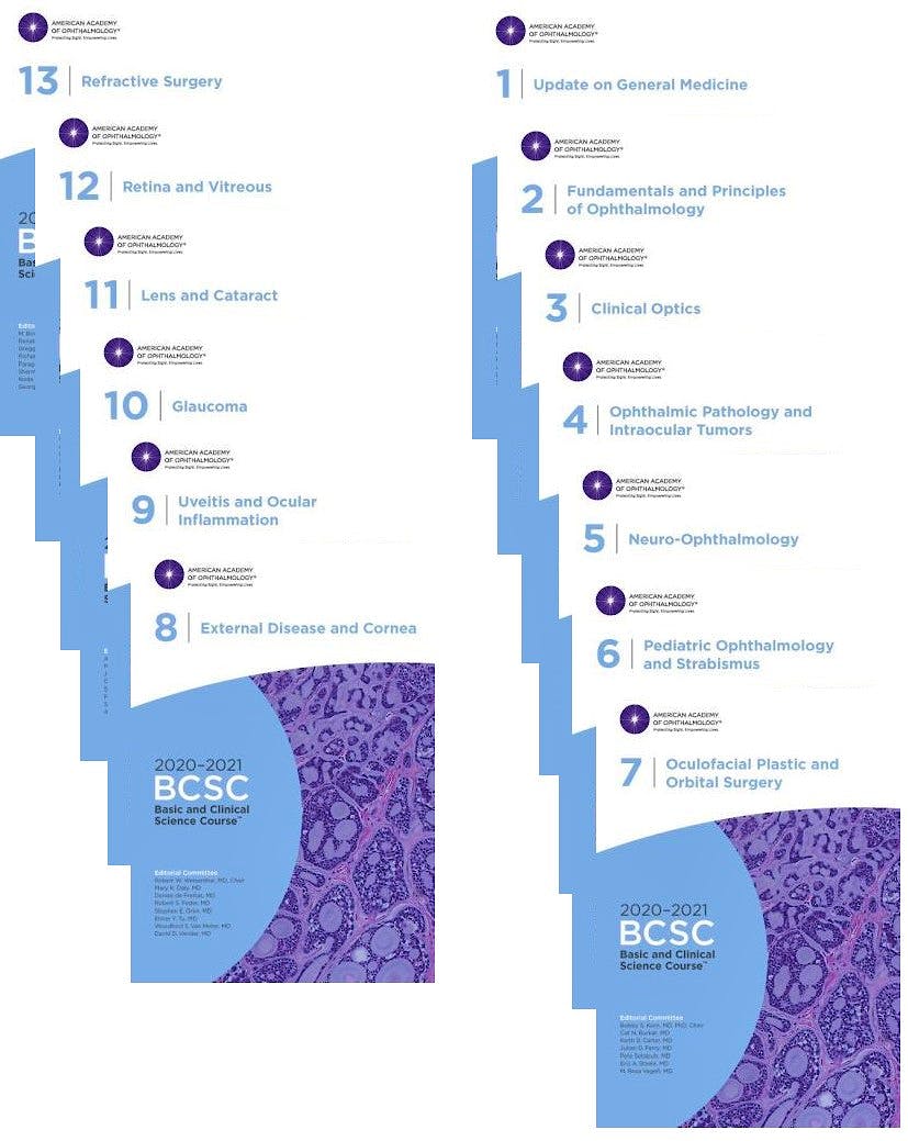 Portada del libro 9781681044002 Basic and Clinical Science Course 2020-2021, 13 Sections. Complete Print Set