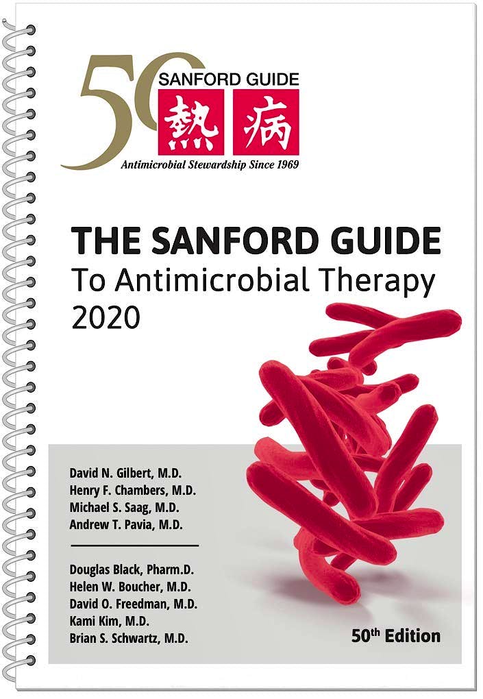 Portada del libro 9781944272142 The Sanford Guide to Antimicrobial Therapy 2020 Spiral Edition