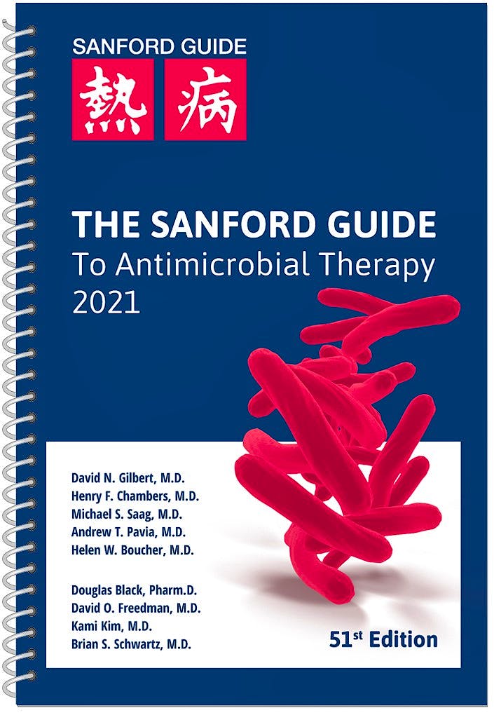 Portada del libro 9781944272173 The Sanford Guide Antimicrobial Therapy 2021 Spiral Edition