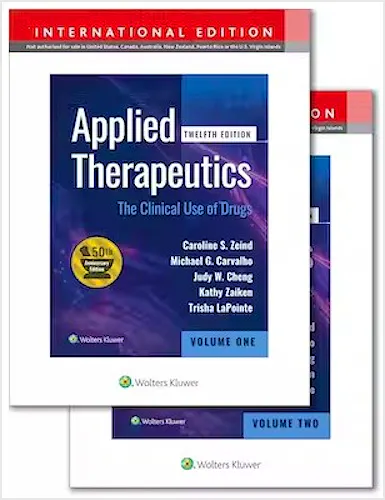 Portada del libro 9781975167240 Applied Therapeutics. The Clinical Use of Drugs. International Edition, 2 Vols