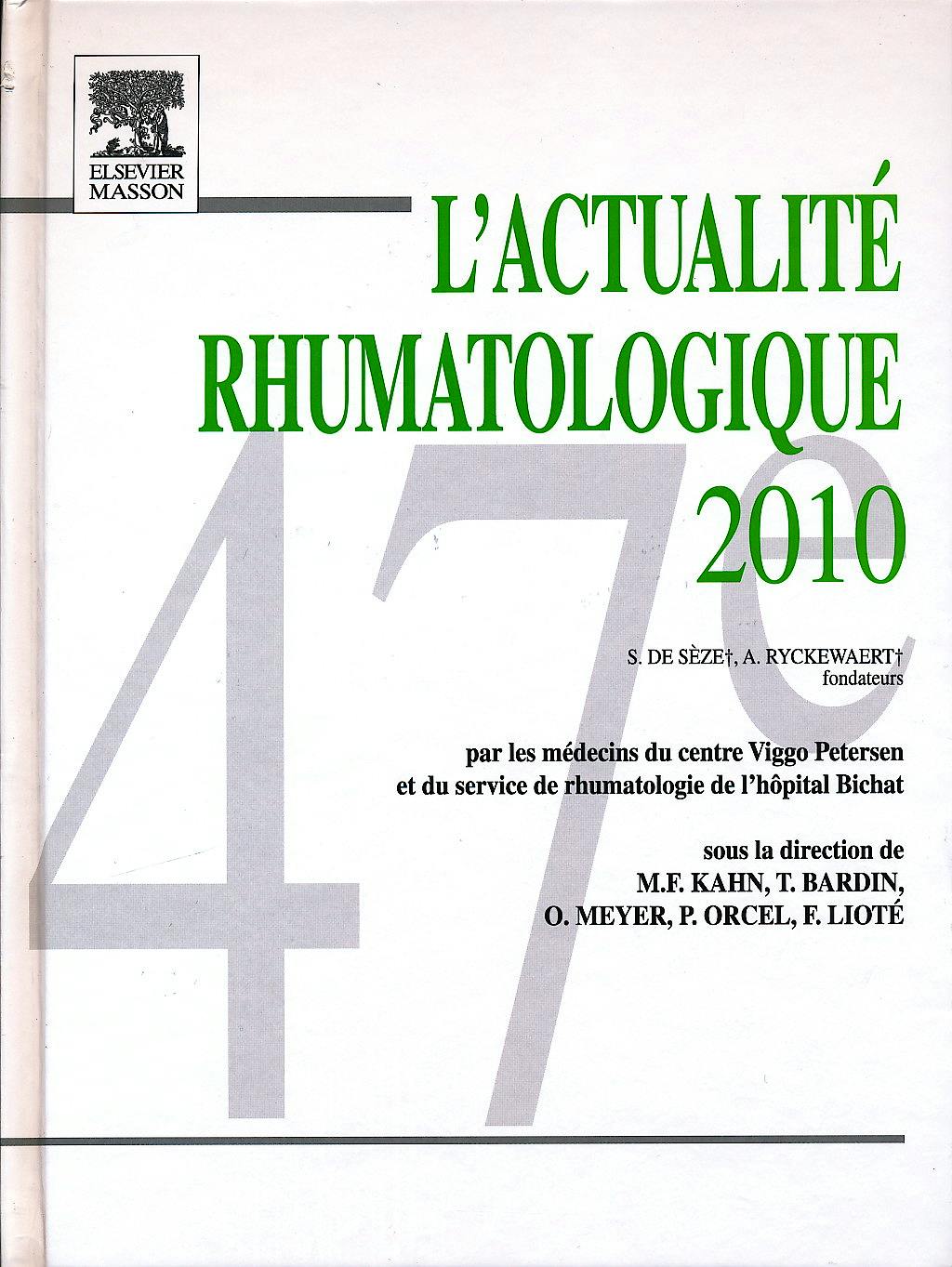 Portada del libro 9782294712913 L'actualite Rhumatologique 2010