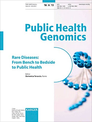 Portada del libro 9783318025729 Rare Diseases: From Bench to Bedside to Public Health. Public Health Genomics 2013, Vol. 16, No. 6