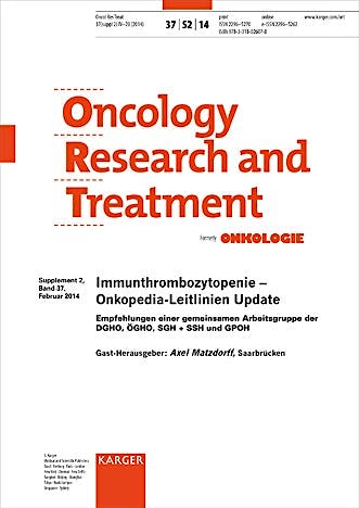 Portada del libro 9783318026078 Immunthrombozytopenie - Onkopedia-Leitlinien Update. Supplementheft: Oncology Research And Treatment 2014, Band 37, Suppl. 2