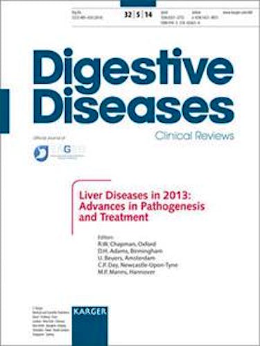 Portada del libro 9783318026634 Liver Diseases in 2013: Advances in Pathogenesis and Treatment. Falk Symposium 191, London, October 2013 (Digestive Diseases, Vol. 32, Nº 5)