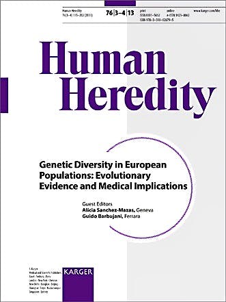 Portada del libro 9783318026795 Genetic Diversity in European Populations: Evolutionary Evidence and Medical Implications (Human Heredity 2013, Vol. 76, No. 3-4)