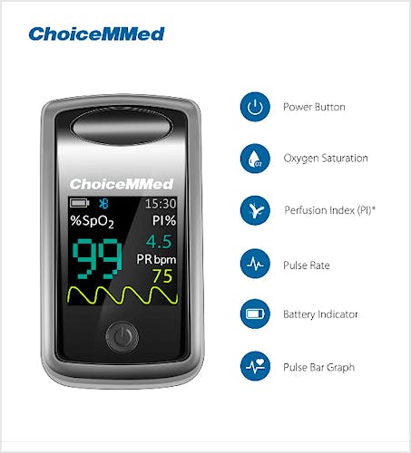Pulsioxímetro de Dedo CHOICEMMED MD300CI218 Pantalla Oled Transmision por Bluetooth