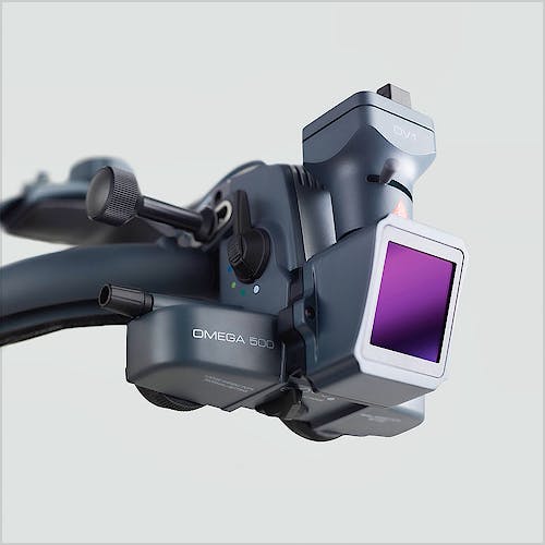 Oftalmoscopio Heine Indirecto Omega500 XHL Xenón Halógeno 6 V. con Casco Craneal, con HC 50L Reostato, Cámara DV1 Video Digital y Cable USB 2.0