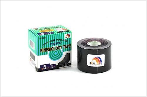 Temtex Kinesiology Tape, Caja de 6 Rollos de 5 cm. x 5 m., Color Negro