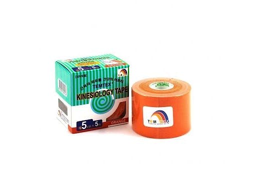 Temtex Kinesiology Tape, Caja de 6 Rollos de 5 cm. x 5 m., Color Naranja