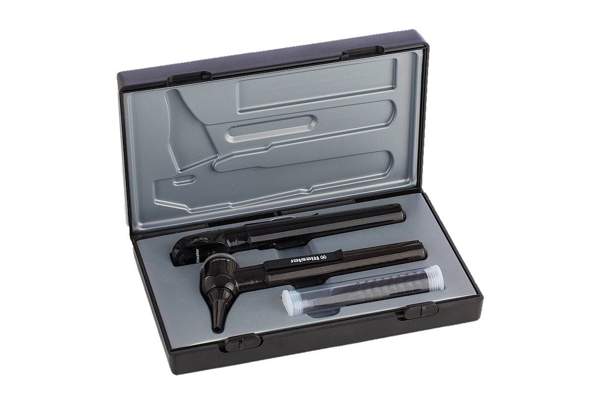 Otoscopio RIESTER E-Scope Halógeno XL F.O. 2,5 V. Negro, en Estuche