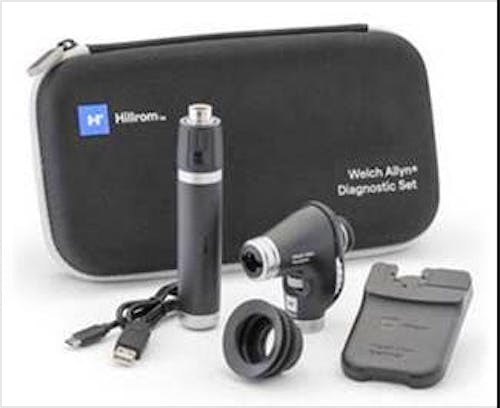 Oftalmoscopio WELCH ALLYN PanOptic Plus iExaminer, Compuesto por Cabezal + Mango de Litio + Cable USB para Carga + Soporte para Móvil + Copa + Estuche