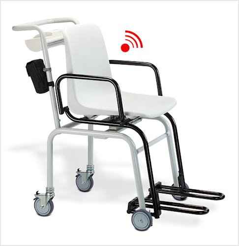 Báscula Silla Electrónica para Pesaje en Posición Sentada Clase III SECA Mod. 959, con Transmisión Inalámbrica, IMC, Fuerza 300 kg., División 50 g.