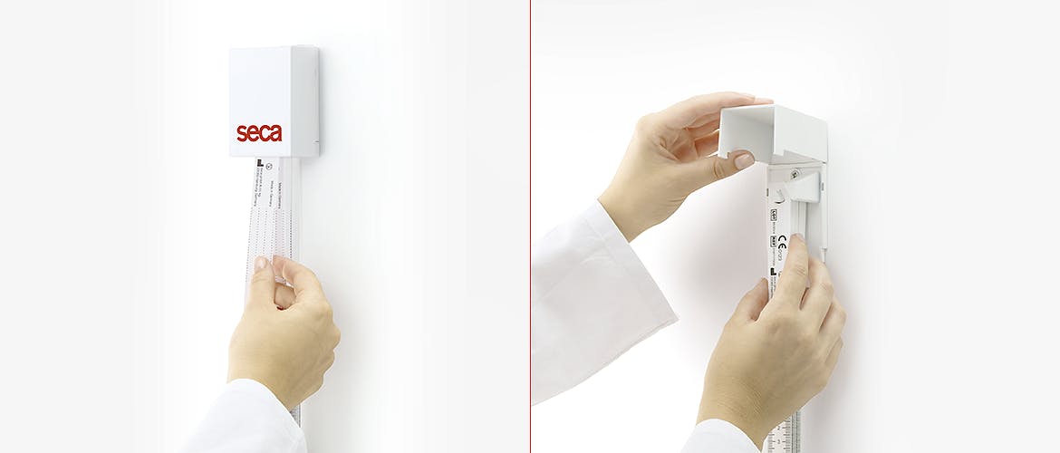 Cinta Métrica Perímetro Craneal Desechable SECA Mod. 218, Rango 0-100 cm., División 1 mm., 500 Unidades, con Dispensador de Pared