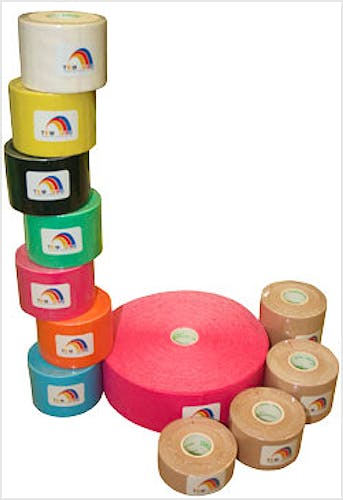 Temtex Tourmaline Kinesiology Tape Negro, Caja de 6 Rollos de 5 cm. x 5 m.