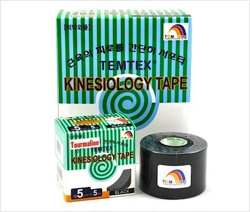 Temtex Tourmaline Kinesiology Tape Negro, Caja de 6 Rollos de 5 cm. x 5 m.
