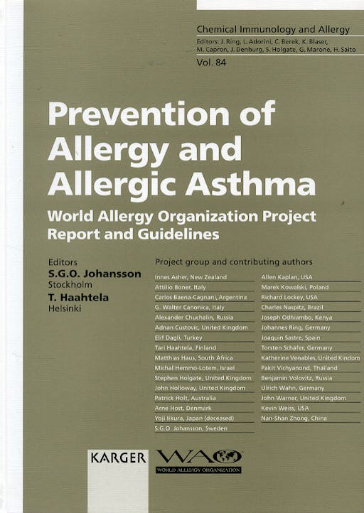 Portada del libro 9783805578103 Prevention of Allergy and Allergic Asthma