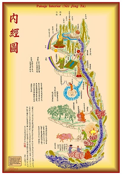 Lámina Paisaje Interior (Nei Jing Tu), 35 X 50 cm., Plastificada Brillo