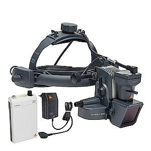 Oftalmoscopio Heine Indirecto Omega500 LED con Casco Craneal, con HC 50L Reostato, Cámara DV1 Video Digital, Mpack con Transformador de Enchufe