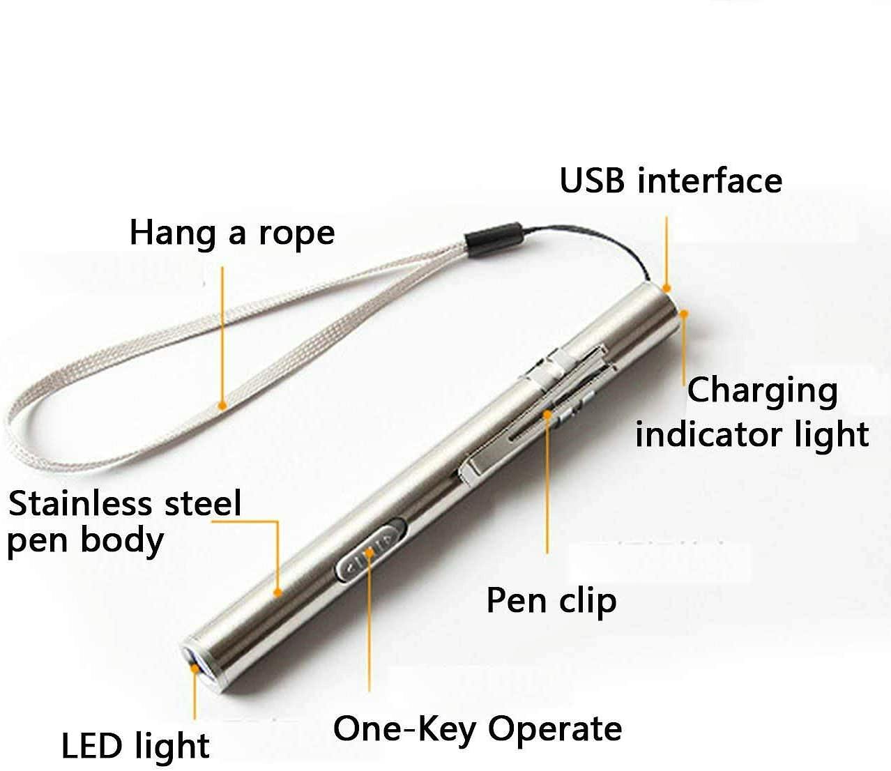 Linterna Exploración Led Recargable USB + Cable USB