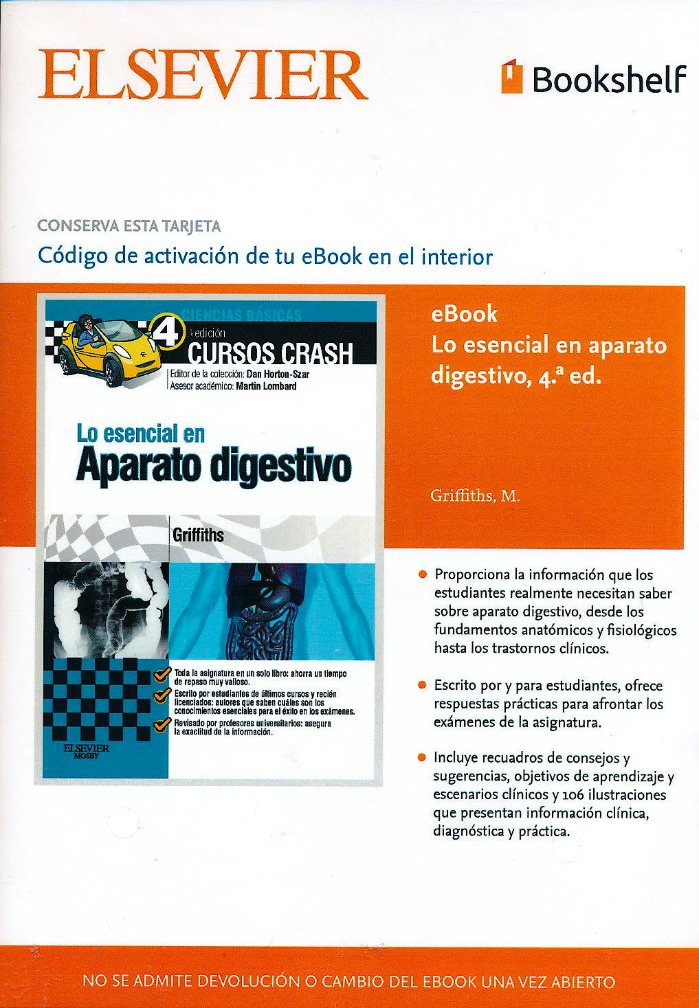 Portada del libro 9785490227328 Cursos Crash. Lo Esencial en Aparato Digestivo (Ebook)