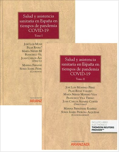 Portada del libro 9788413462585 Salud y Asistencia Sanitaria en España en Tiempos de Pandemia COVID-19, 2 Tomos