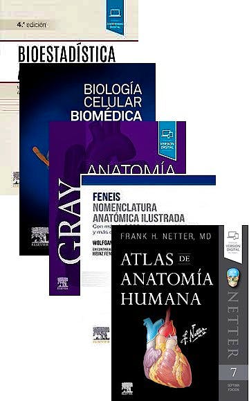 Portada del libro 9788413821443 Lote GRAY Anatomía para Estudiantes + Nomenclatura Anatómica Ilustrada + Atlas de Anatomía Humana + Biología Celular Biomédica + Bioestadística Amiga