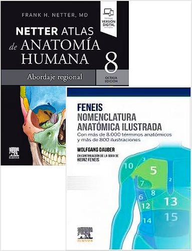 Portada del libro 9788413825946 Lote Pack NETTER Atlas de Anatomía Humana Abordaje Regional + FENEIS Nomenclatura Anatómica Ilustrada