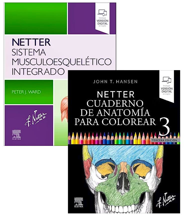 Portada del libro 9788413828534 Lote Pack NETTER Sistema Musculoesquelético Integrado + NETTER Cuaderno de Anatomía para Colorear