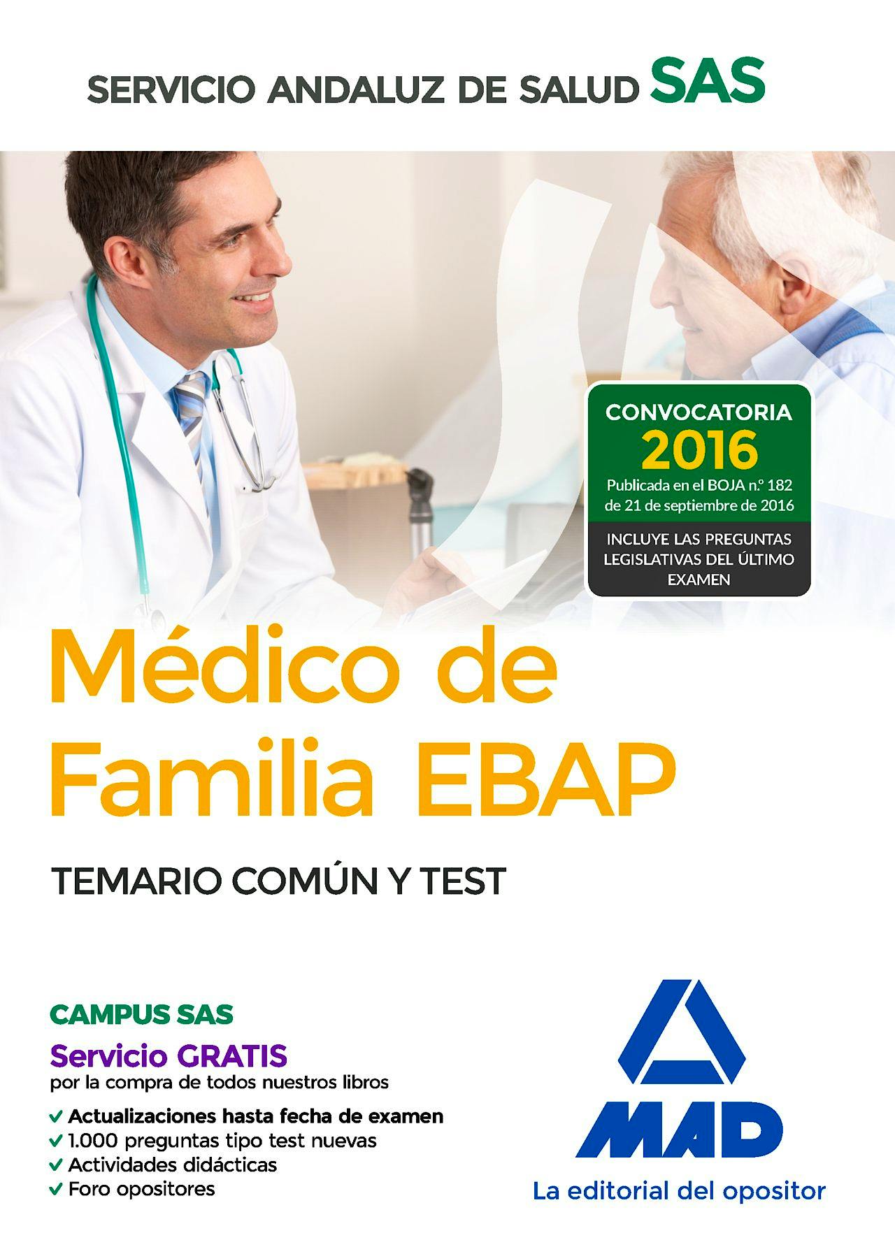 Portada del libro 9788414201053 Medico de Familia Ebap Servicio Andaluz de Salud (Sas). Temario Comun y Test